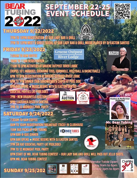 Bear Tubing 2022 Schedule